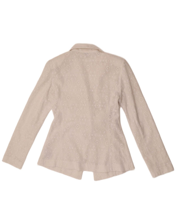 Guess Womens 1 Button Blazer Jacket UK 12 Medium White Polyester