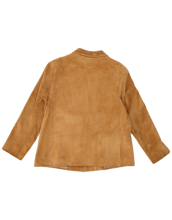Vintage Womens 2 Button Suede Blazer Jacket UK 14 Medium Brown