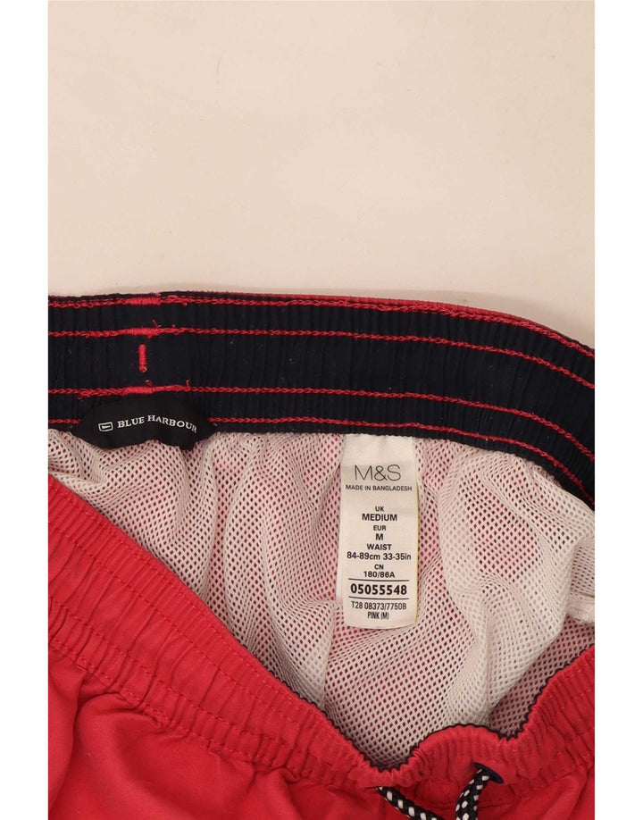 Marks & Spencer Mens Blue Harbour Swimming Shorts Medium Pink Polyester