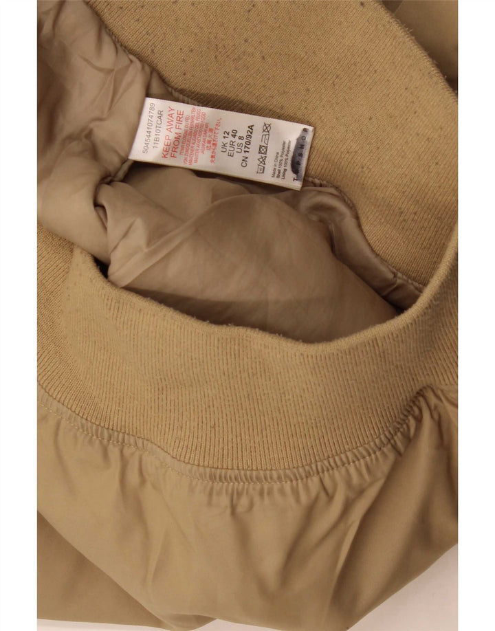 Topshop Womens Oversized Bomber Jacket UK 12 Medium Beige Polyester