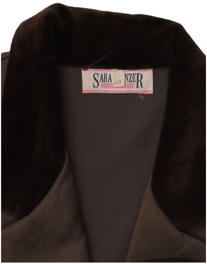 Sara Glenzer Womens Double Breasted Coat IT 48 XL Brown Colourblock