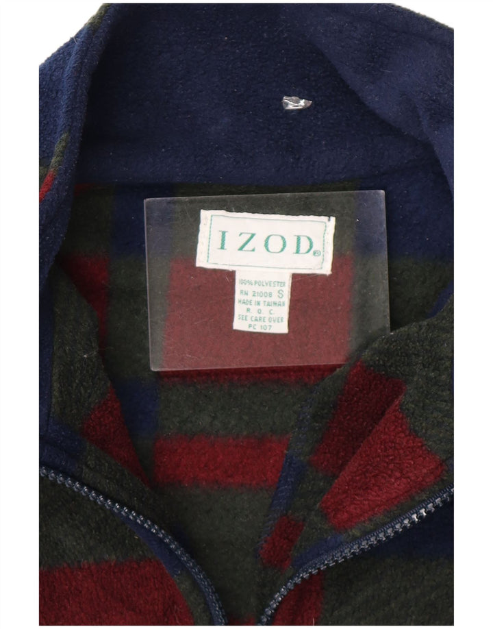 IZOD Mens Zip Neck Fleece Jumper Small Multicoloured Check Polyester
