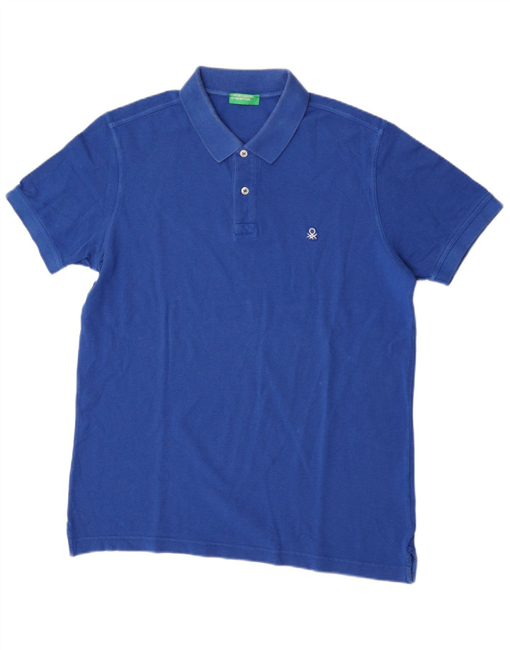 BENETTON Mens Polo Shirt Large Blue Cotton