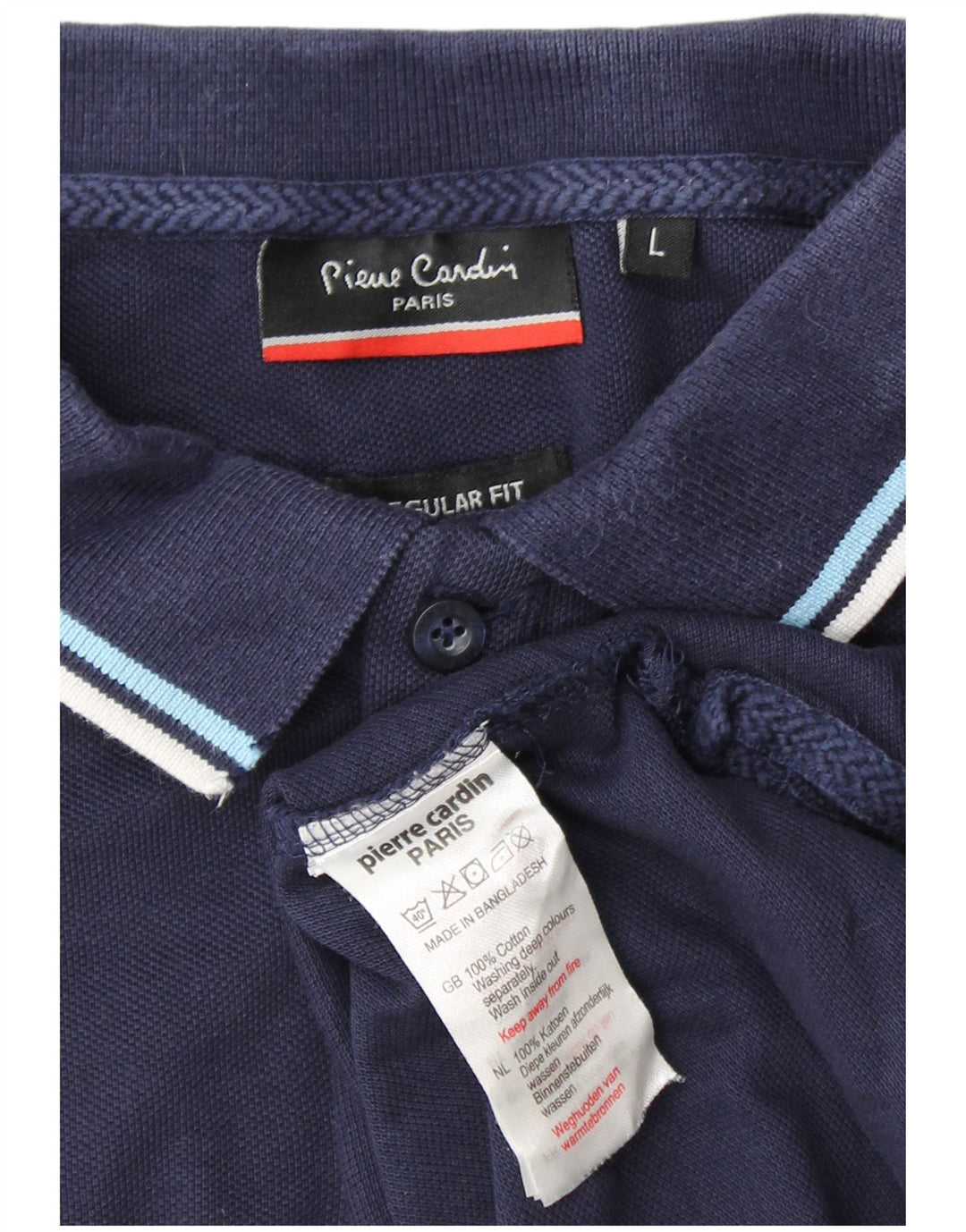 PIERRE CARDIN Mens Regular Fit Polo Shirt Large Navy Blue Cotton