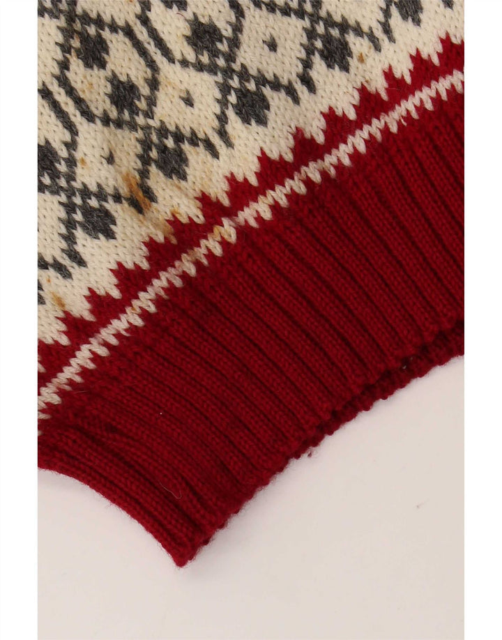 Voss Mens Unisex Crew Neck Jumper Sweater Medium Off White Fair Isle