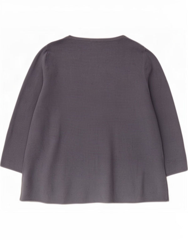 Cos Womens Top 3/4 Sleeve UK 16 Large Grey Cotton