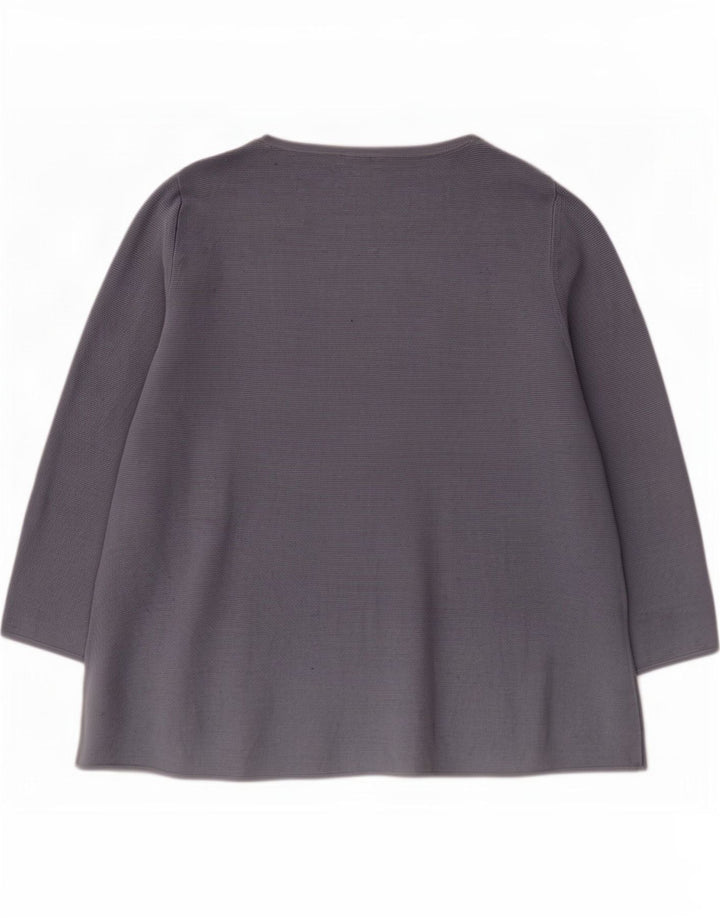 Cos Womens Top 3/4 Sleeve UK 16 Large Grey Cotton