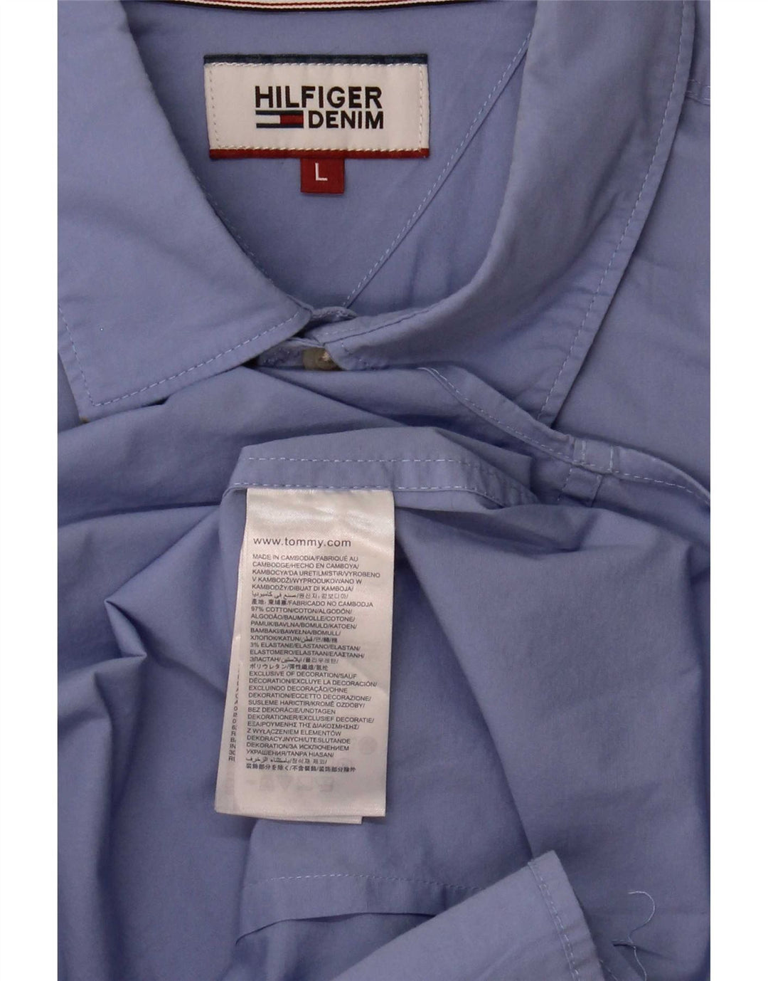 Tommy Hilfiger Mens Slim Fit Shirt Large Blue Cotton
