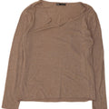 Zara Womens Top Long Sleeve UK 12 Medium Brown Viscose