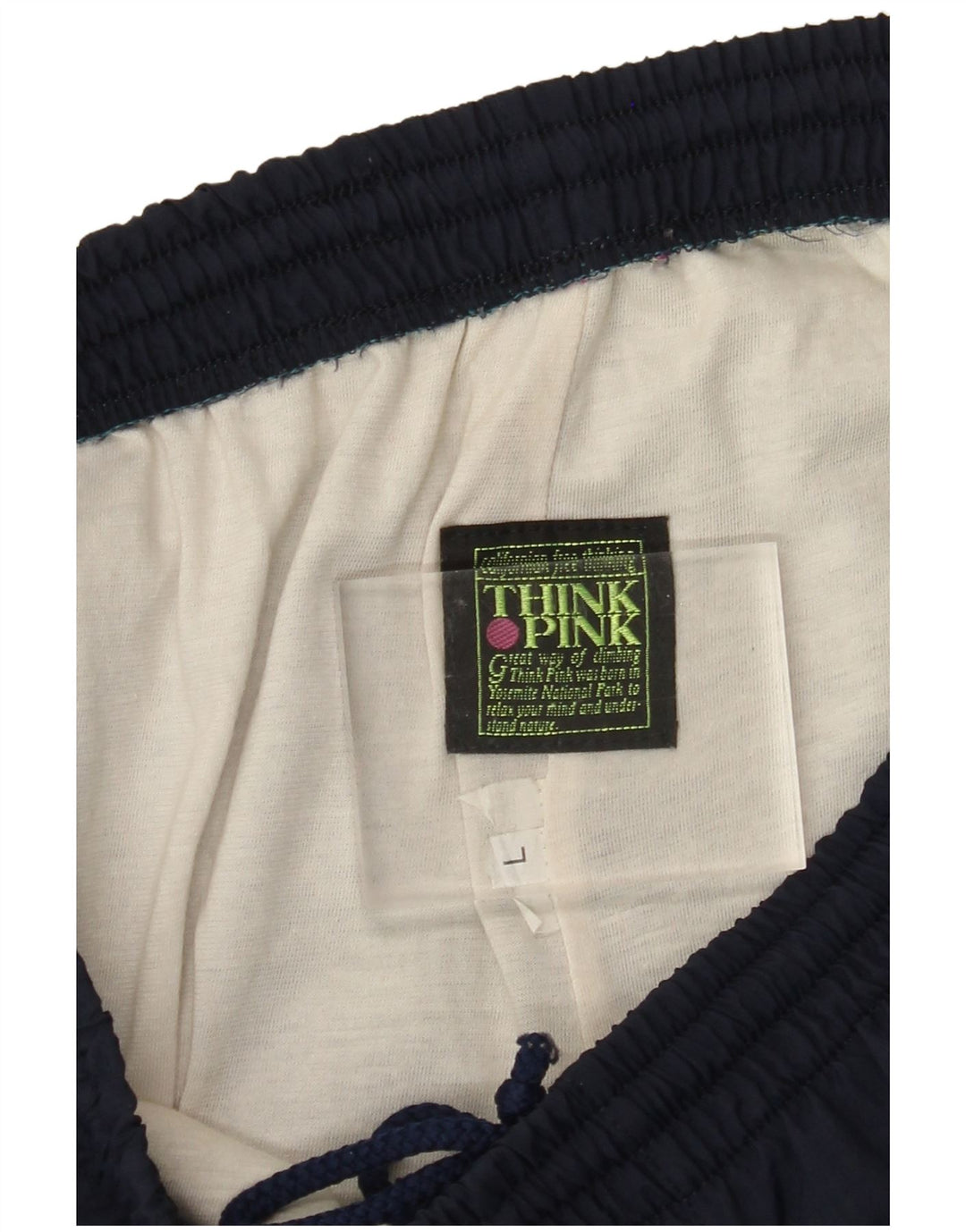 THINK PINK Mens Tracksuit Trousers Joggers Large  Navy Blue Colourblock