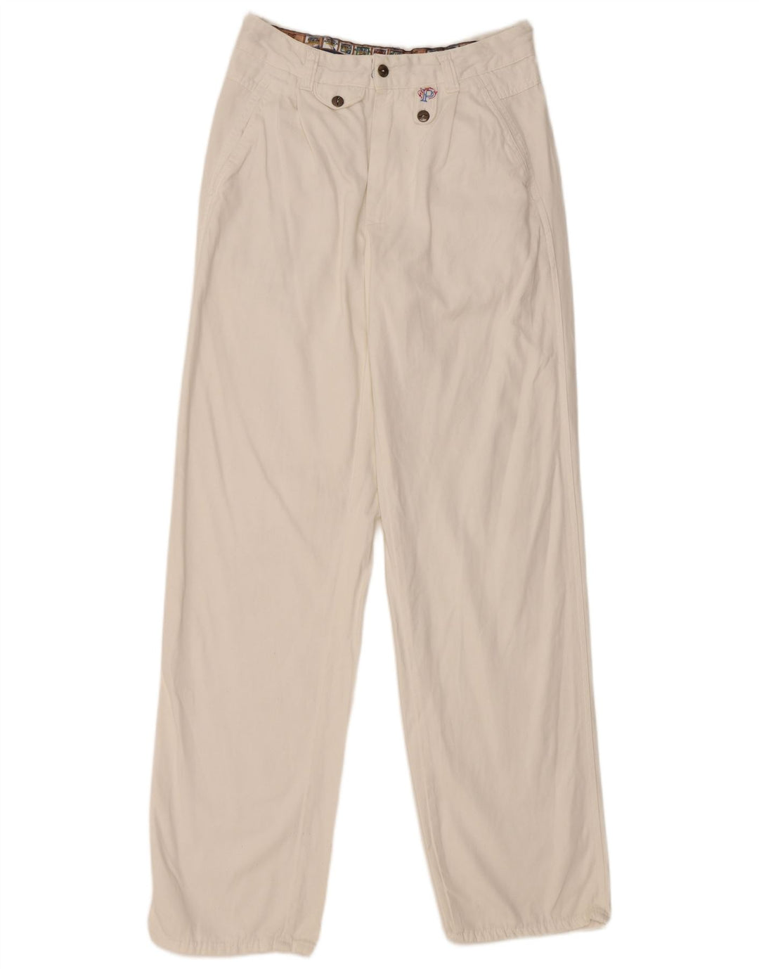 POP 84 Mens Straight Chino Trousers IT 48 Medium W34 L34 White Cotton