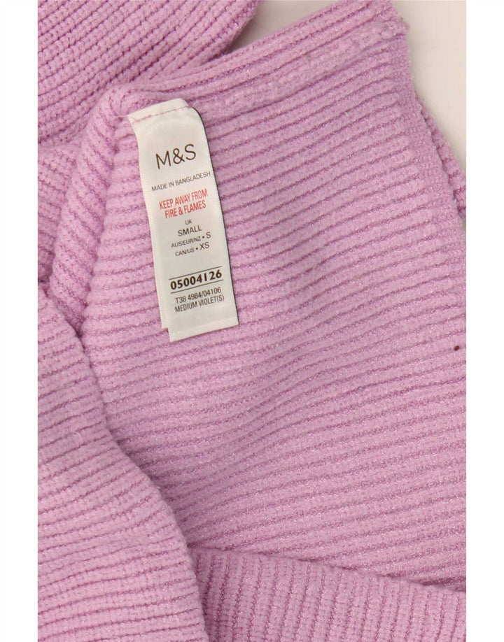 Marks & Spencer Womens Crop Roll Neck Jumper Sweater UK 10 Small Purple