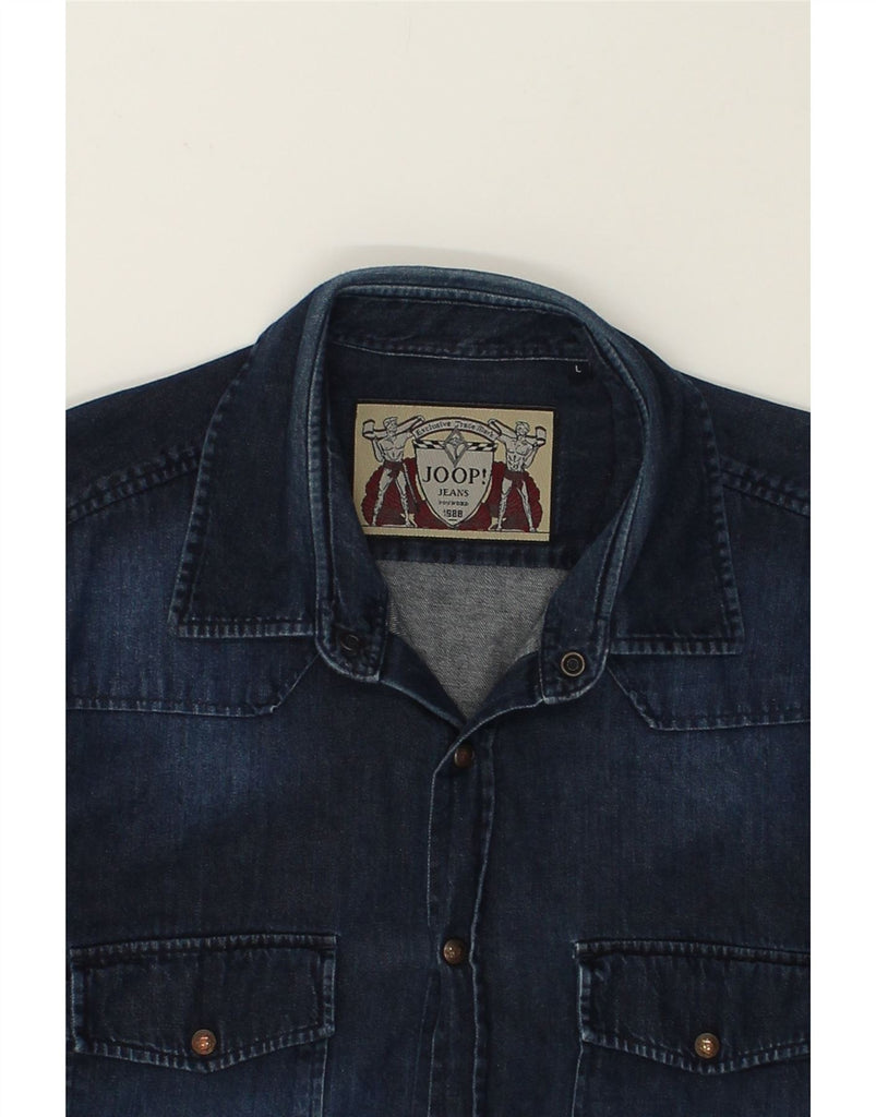 JOOP Mens Denim Shirt Large Navy Blue | Vintage Joop | Thrift | Second-Hand Joop | Used Clothing | Messina Hembry 