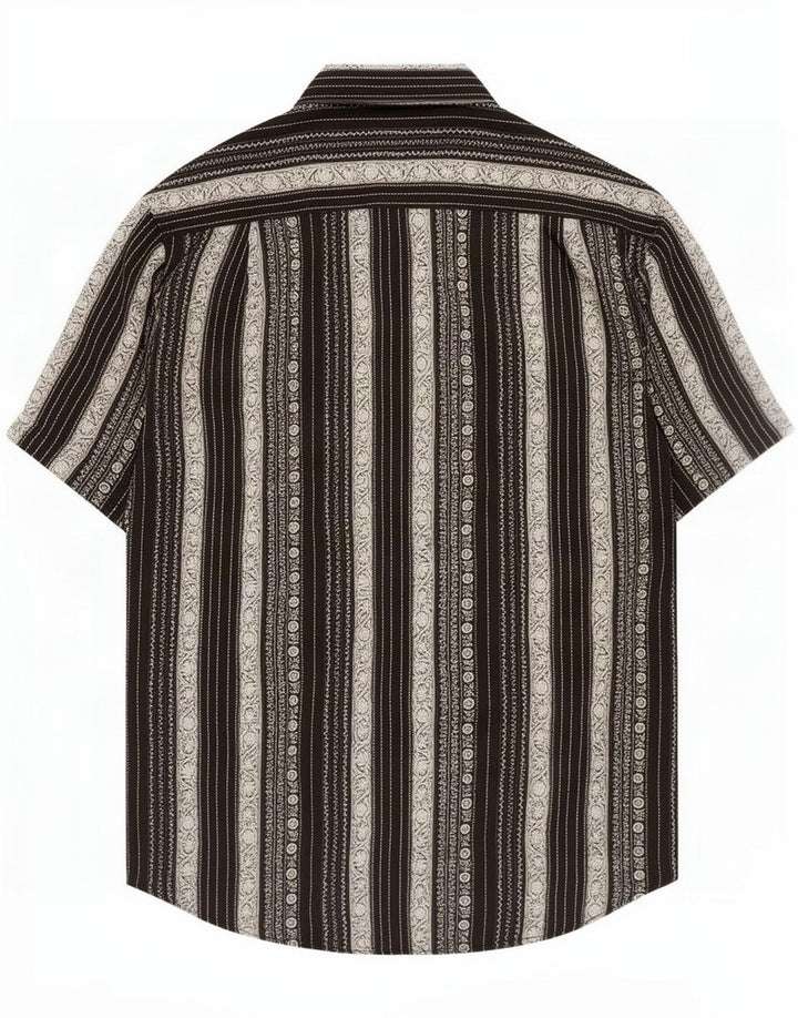 Vintage Mens Short Sleeve Shirt Large Black Striped
