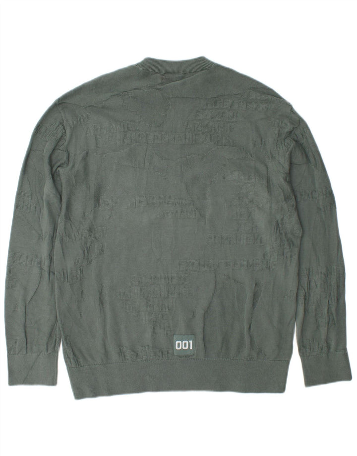 Armani Exchange Mens Crew Neck Jumper Sweater Small Green Cotton