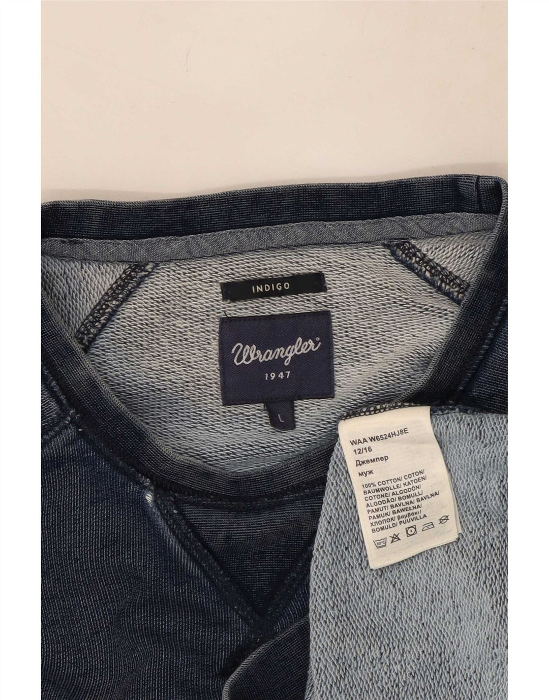 Wrangler Mens Graphic Sweatshirt Jumper Large Navy Blue Cotton