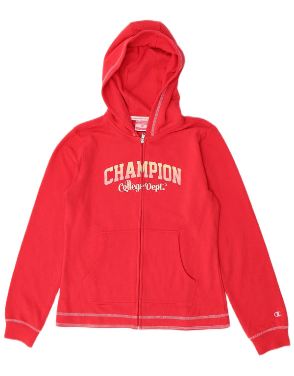 Champion Girls Graphic Zip Hoodie Sweater 13-14 Years XL Pink