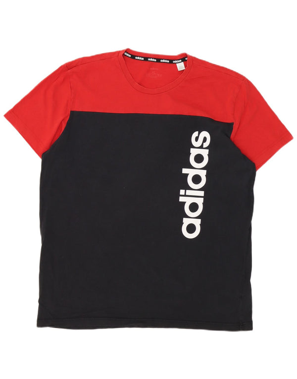 Adidas Mens Graphic T-Shirt Top XL Red Colourblock Cotton