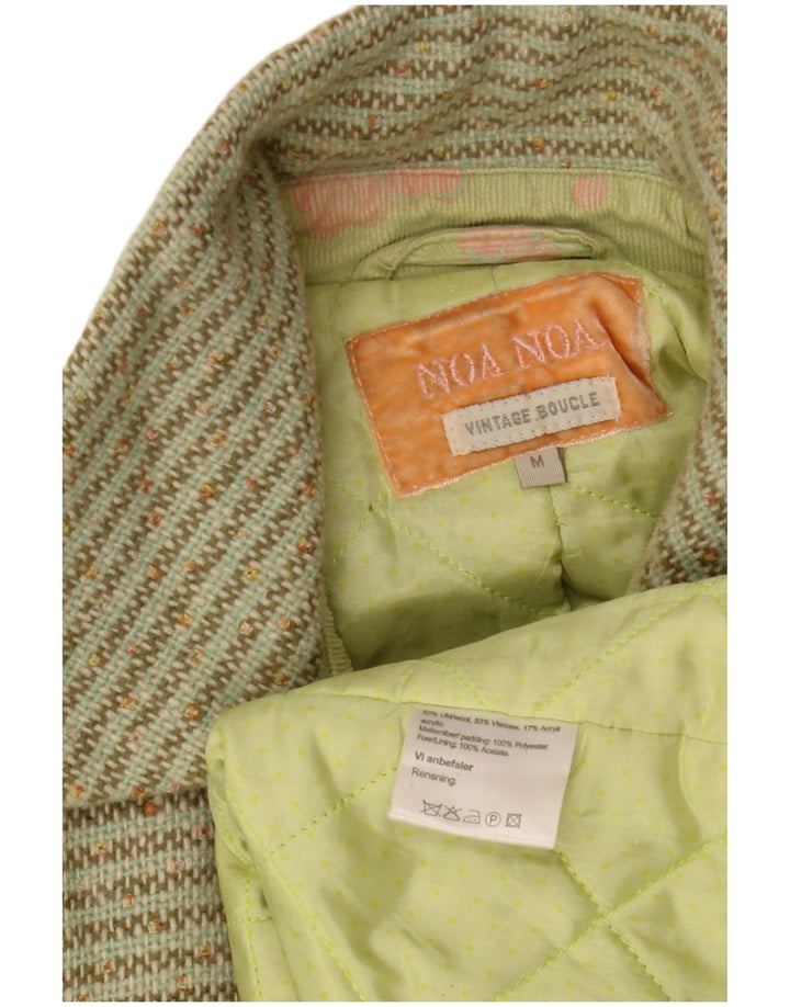NOA NOA Womens Double Breasted Coat UK 14 Medium Green Striped Wool