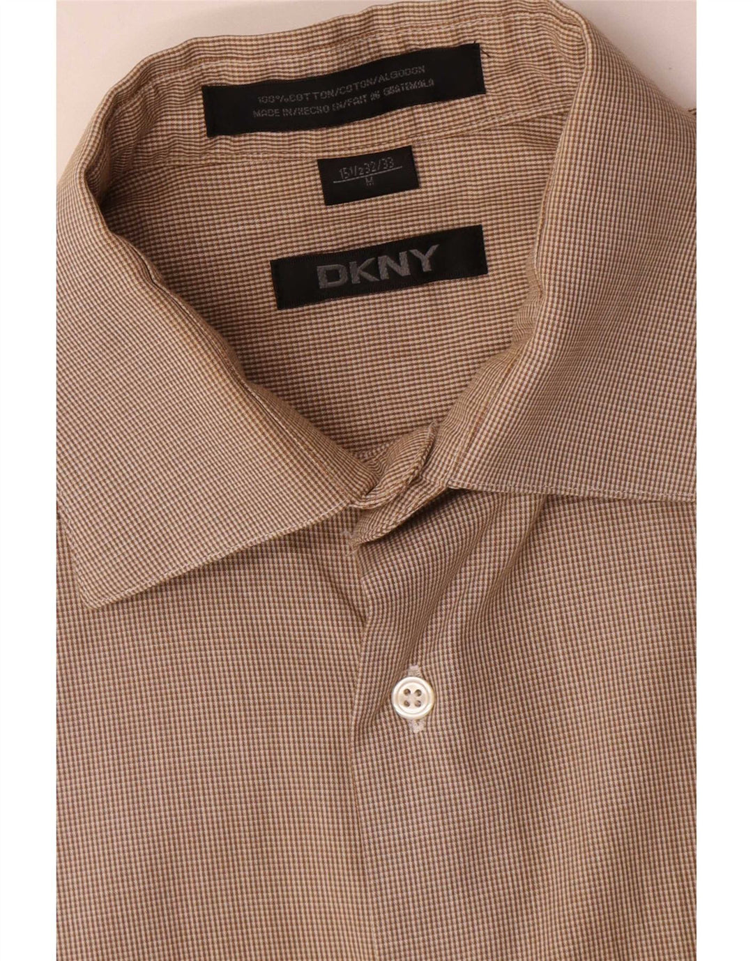 Dkny Mens Shirt Size 15 1/2 Medium Brown Check Cotton