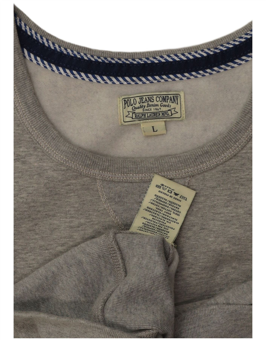 POLO RALPH LAUREN Womens Longline Sweatshirt Jumper UK 16 Large Grey