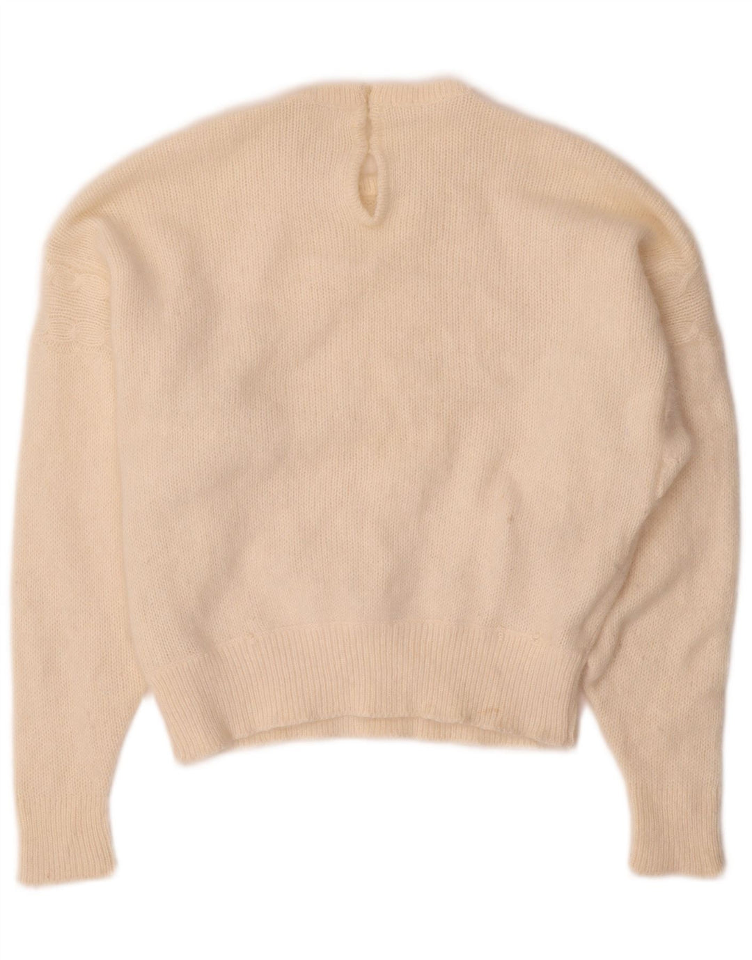 VINTAGE Womens Crew Neck Jumper Sweater UK 14 Medium Off White