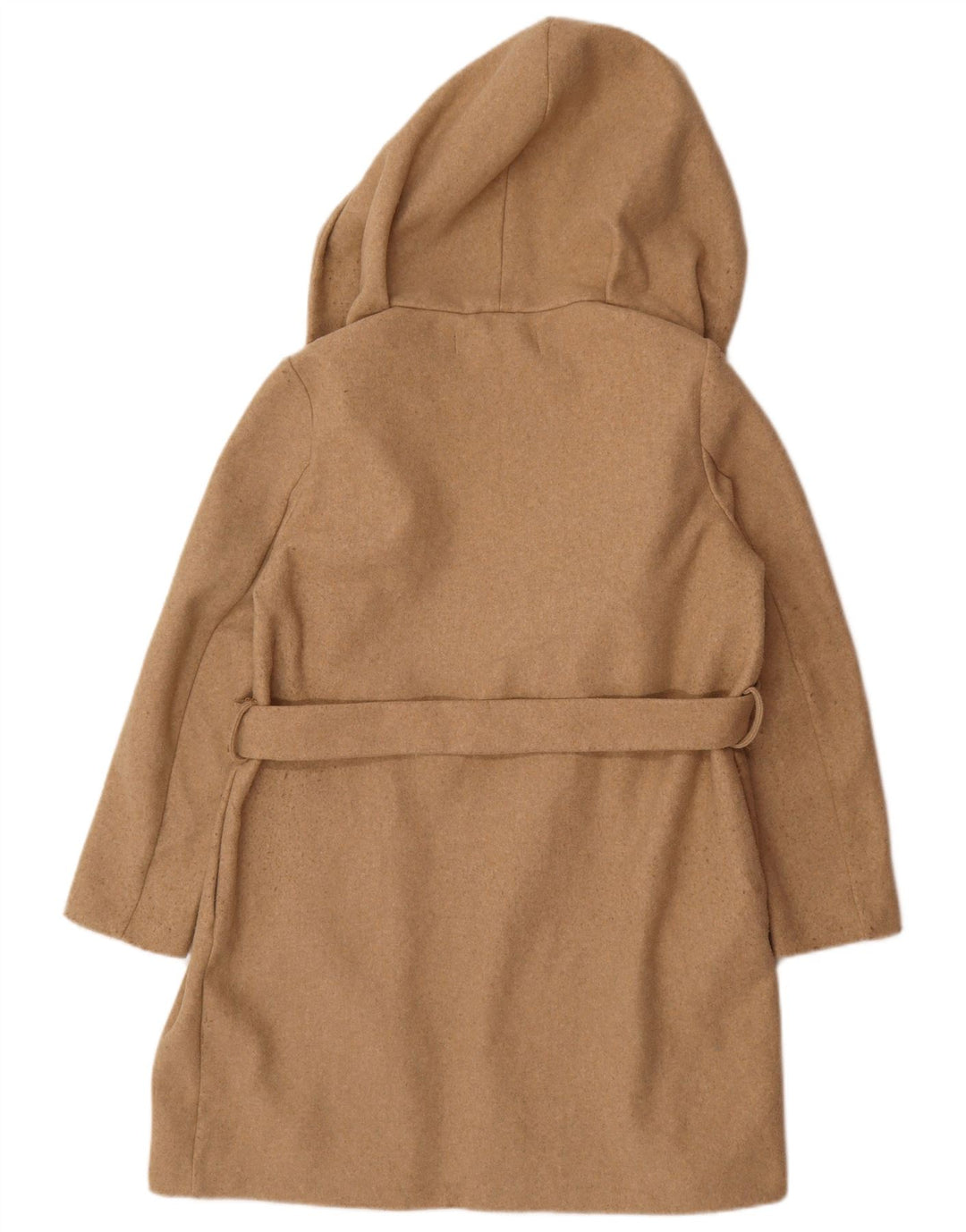 Zara Womens Hooded Oversized Overcoat UK 10 Small Beige Polyester