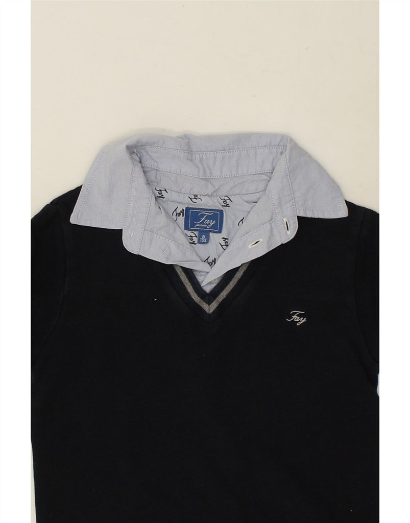 FAY Boys Sweatshirt Jumper 7-8 Years Navy Blue Cotton | Vintage Fay | Thrift | Second-Hand Fay | Used Clothing | Messina Hembry 