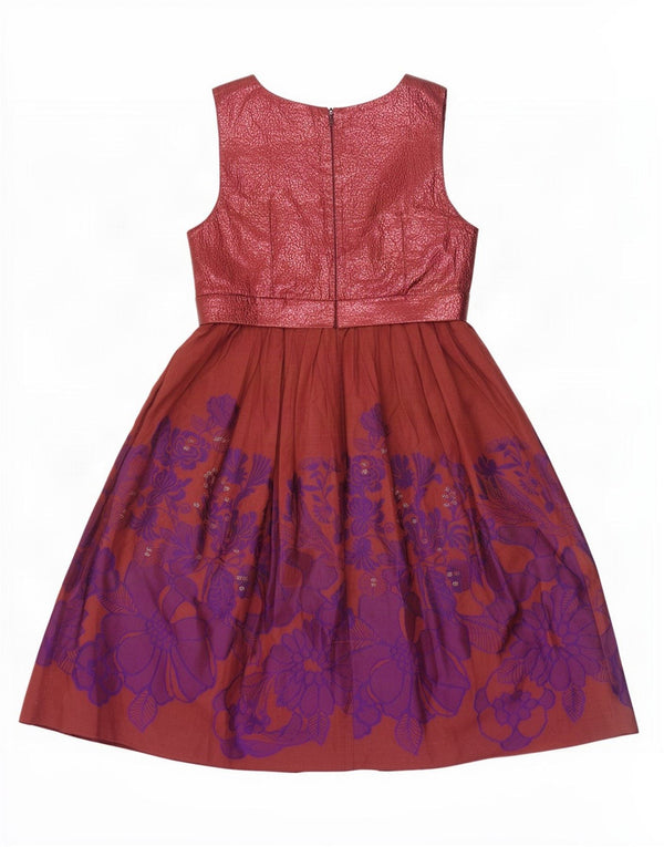 Vintage Womens Sleeveless A-Line Dress EU 40 Medium Brown Floral
