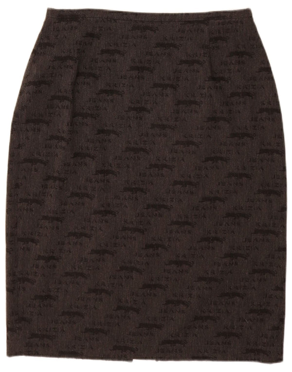 KRIZIA JEANS Womens Graphic Pencil Skirt UK 12 Medium W28  Grey