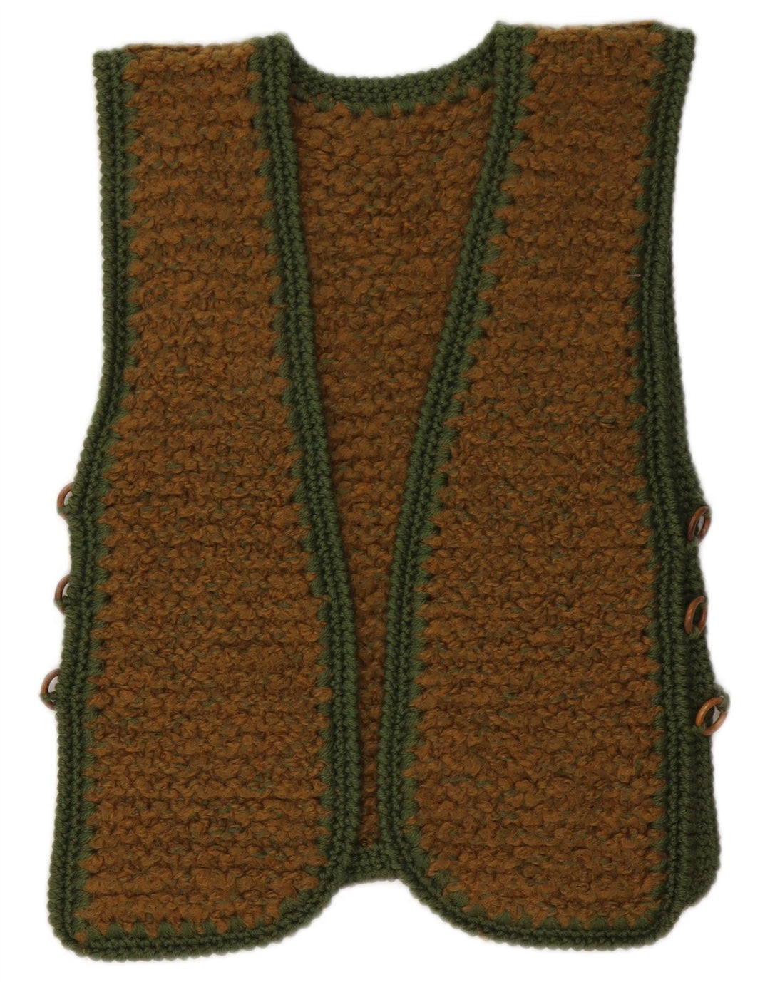 Vintage Womens Sleeveless Open Cardigan Sweater UK 10 Small Brown