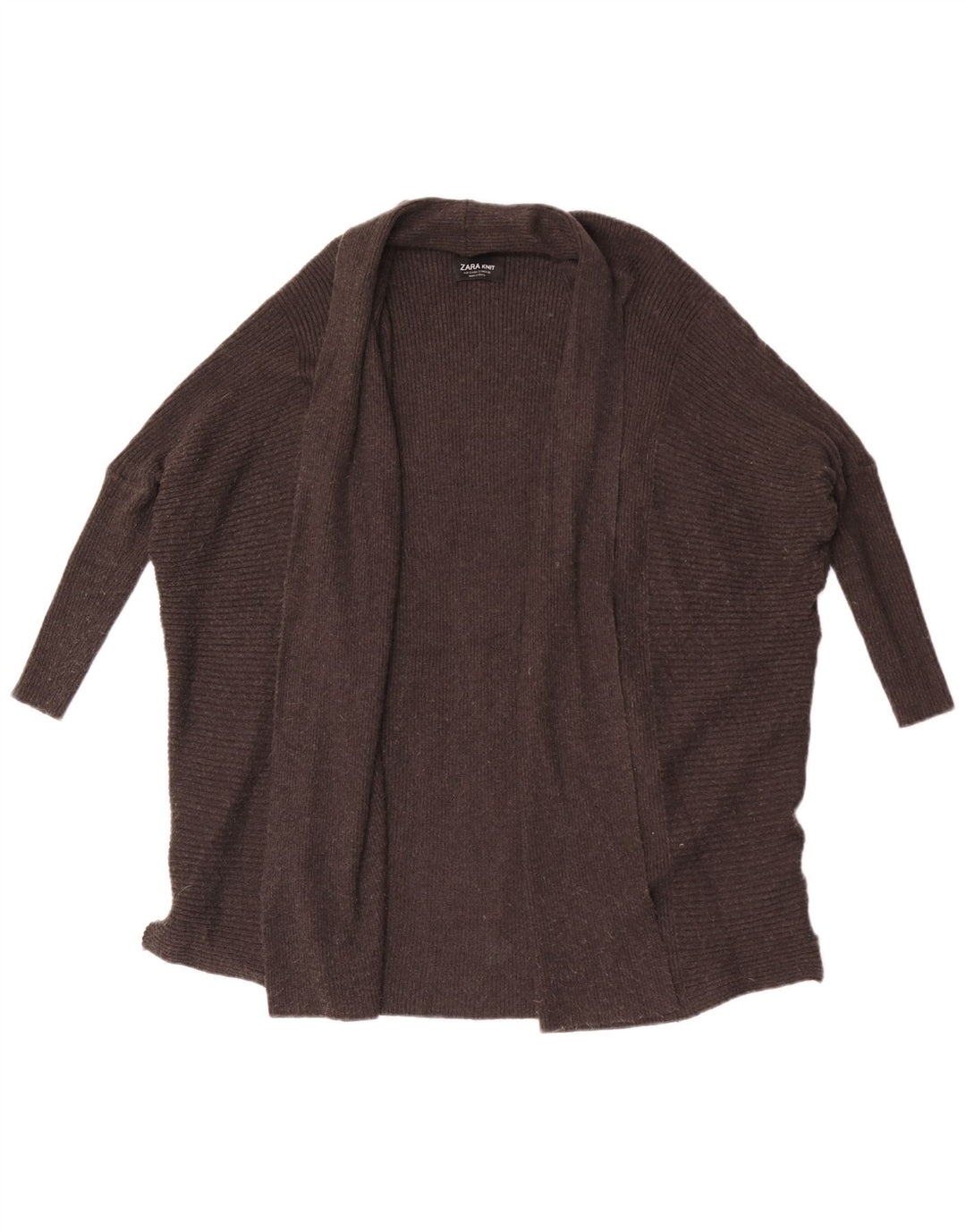 Zara Womens Oversized 3/4 Sleeve Open Cardigan Sweater UK 10 Small Grey