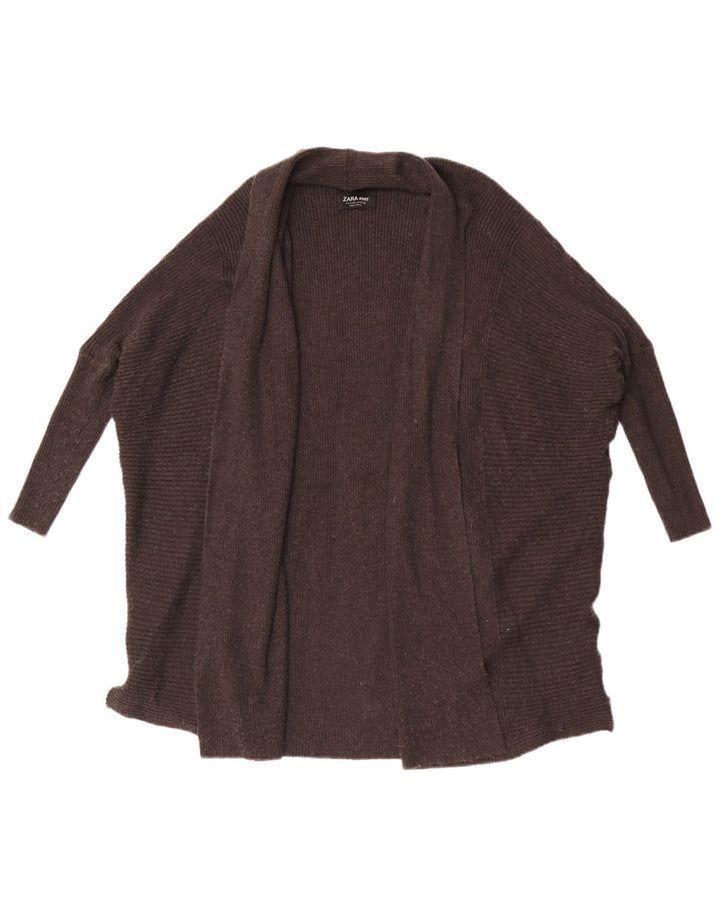 Zara Womens Oversized 3/4 Sleeve Open Cardigan Sweater UK 10 Small Grey