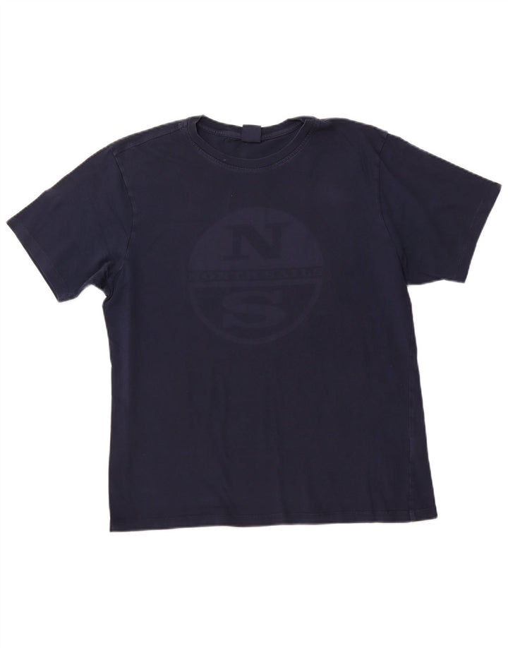 NORTH SAILS Mens Graphic T-Shirt Top Medium Navy Blue Cotton