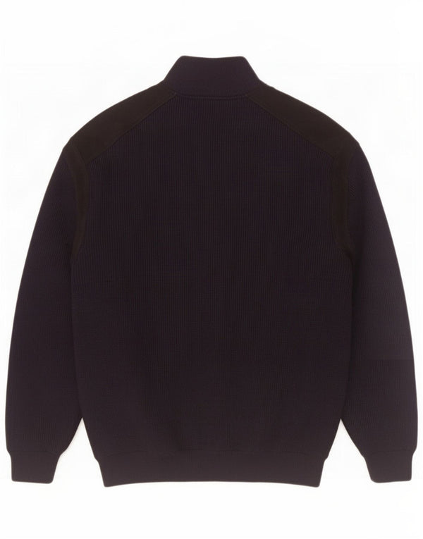 Navigare Mens Cardigan Sweater Large Navy Blue Wool