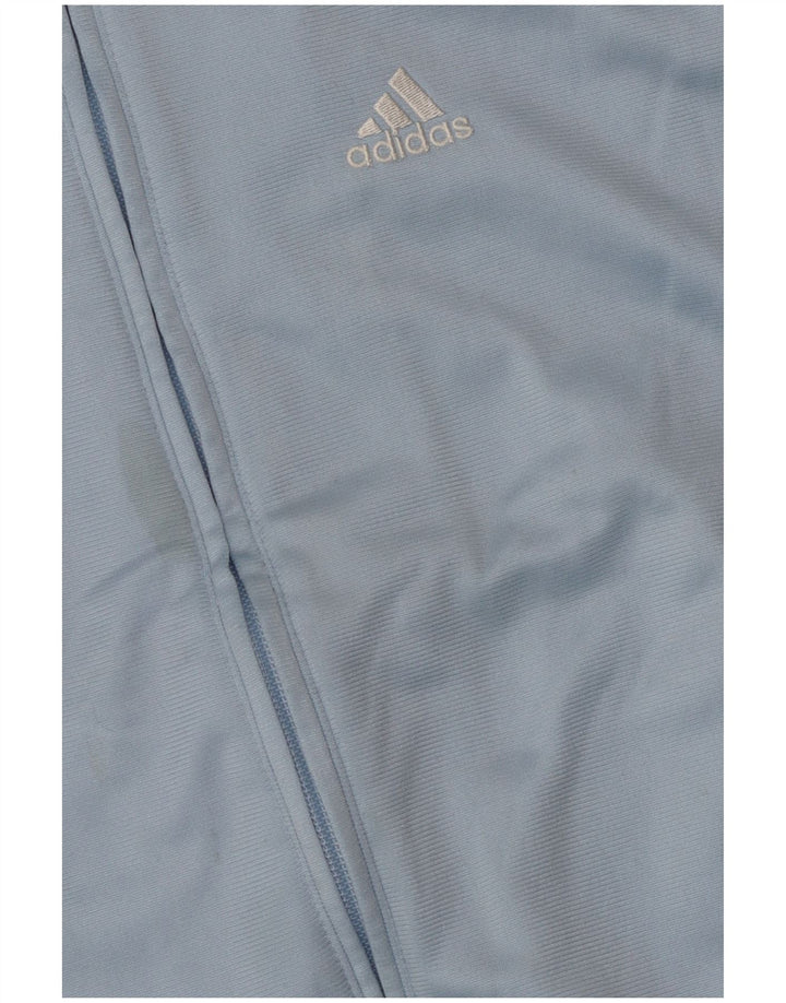 Adidas Boys Tracksuit Top Jacket 13-14 Years Blue Colourblock Polyester