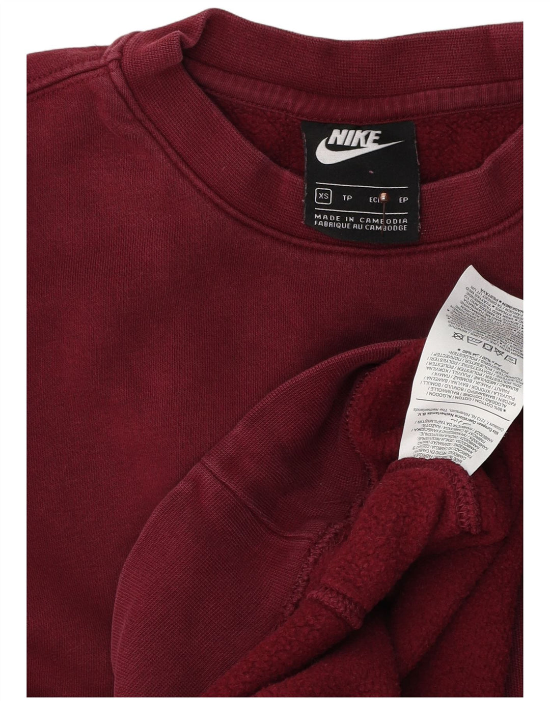 NIKE Mens Sweatshirt Jumper XS Burgundy Cotton