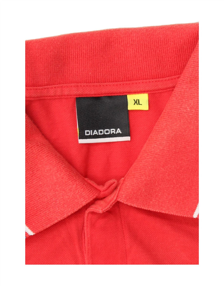 DIADORA Mens Polo Shirt XL Red Cotton Vintage Diadora and Second-Hand Diadora from Messina Hembry 