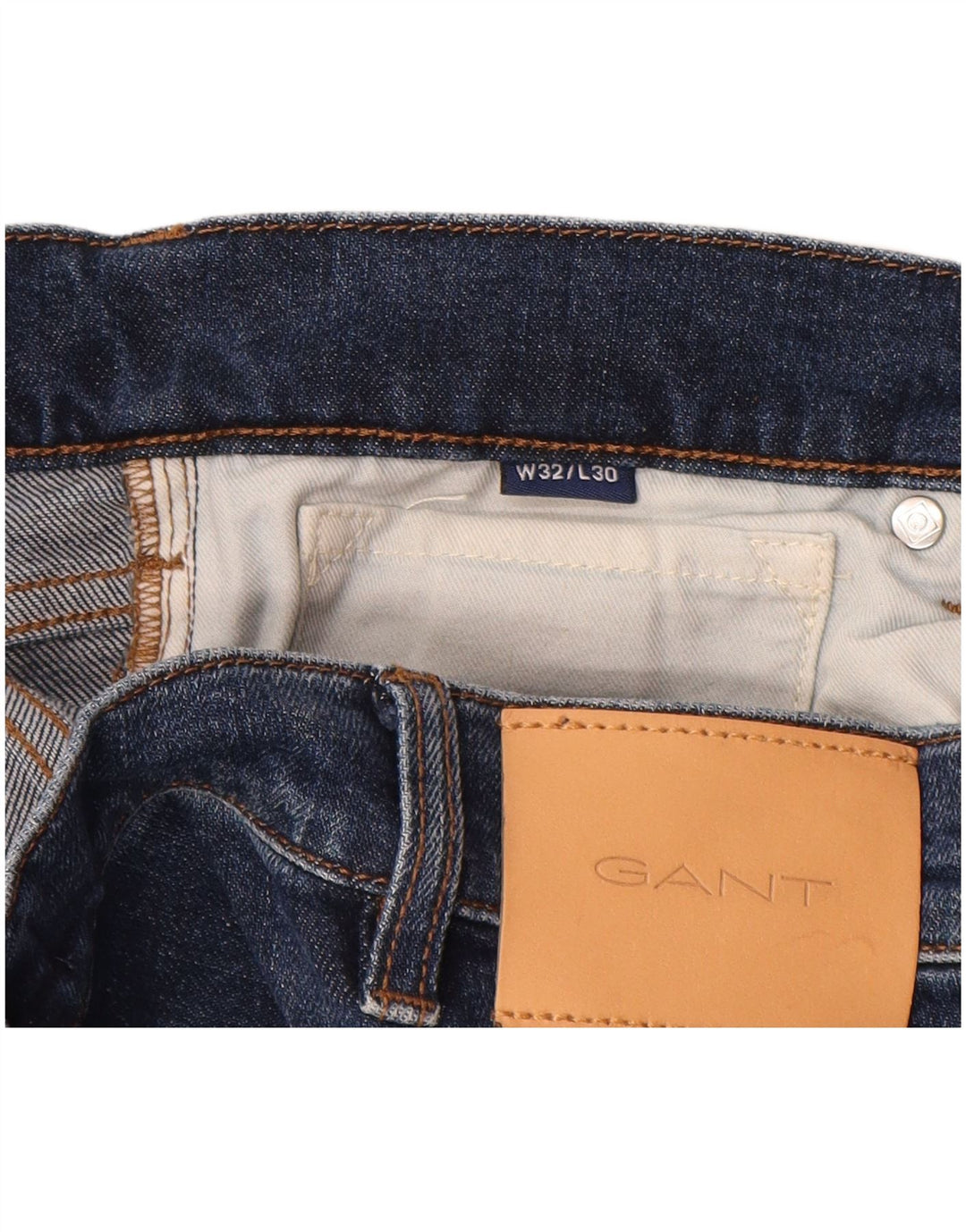 Gant Mens Straight Jeans W32 L30 Navy Blue Cotton