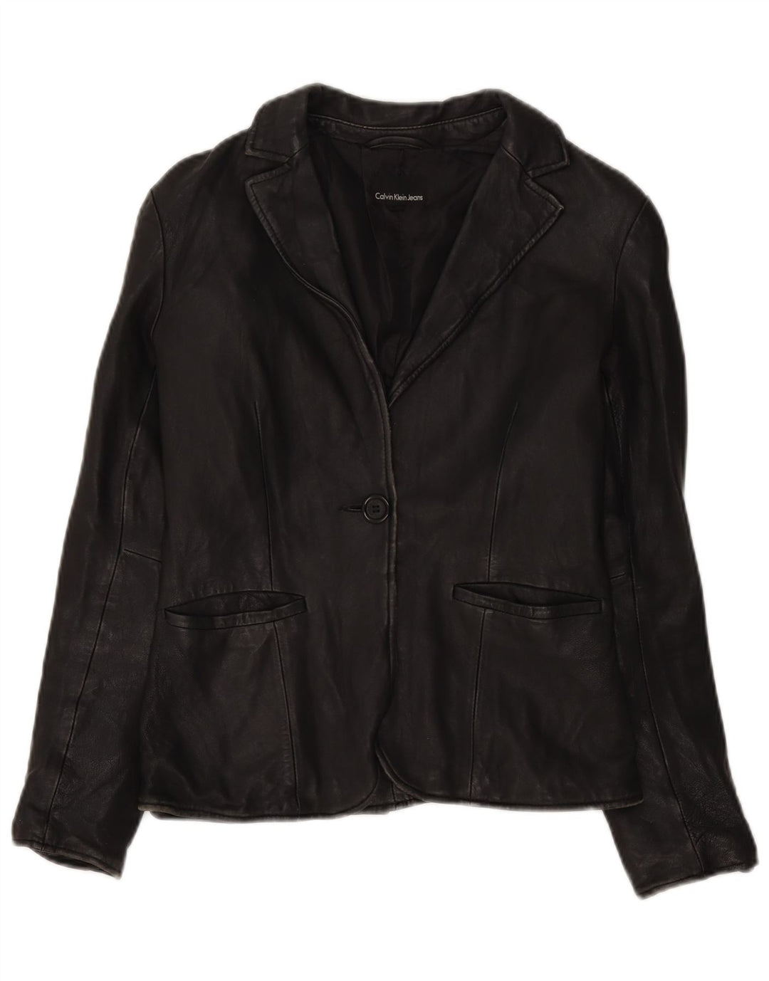 Calvin Klein Womens 1 Button Blazer Jacket UK 12 Medium Black Classic