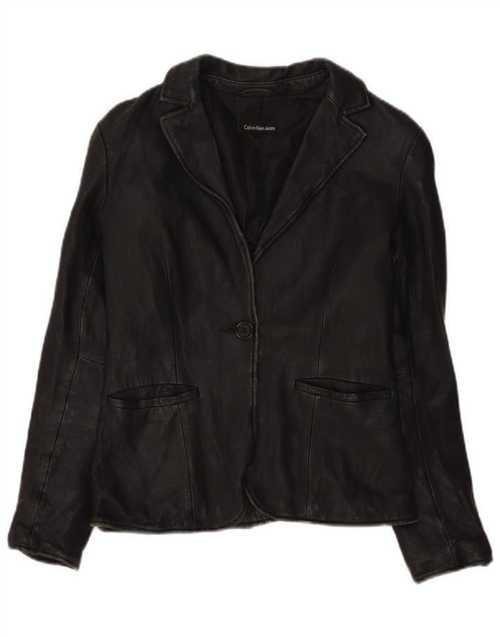 Calvin Klein Womens 1 Button Blazer Jacket UK 12 Medium Black Classic