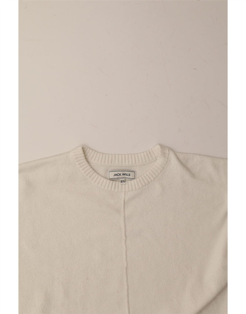 JACK WILLS Womens Oversized Boat Neck Jumper Sweater UK 12 Medium White Vintage Jack Wills and Second-Hand Jack Wills from Messina Hembry 