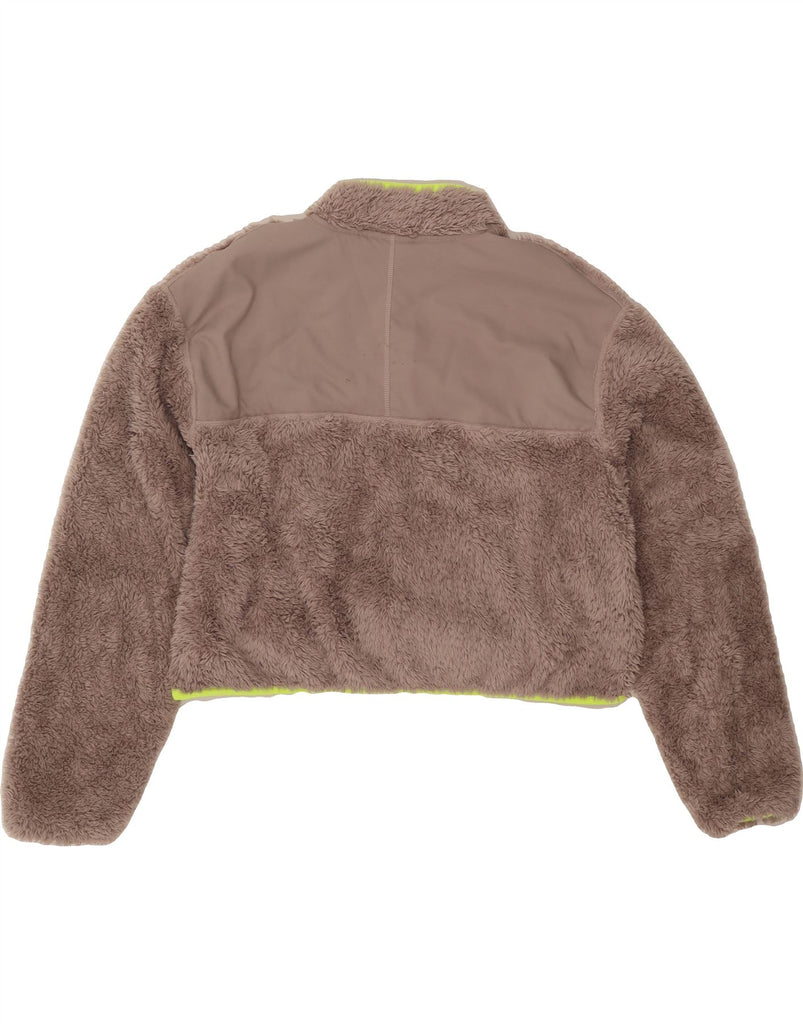 NIKE Womens Oversized Crop Zip Neck Fleece Jumper UK 14 Medium Brown Vintage Nike and Second-Hand Nike from Messina Hembry 