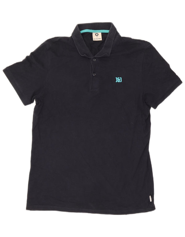 Jack & Jones Mens Polo Shirt Large Navy Blue Cotton