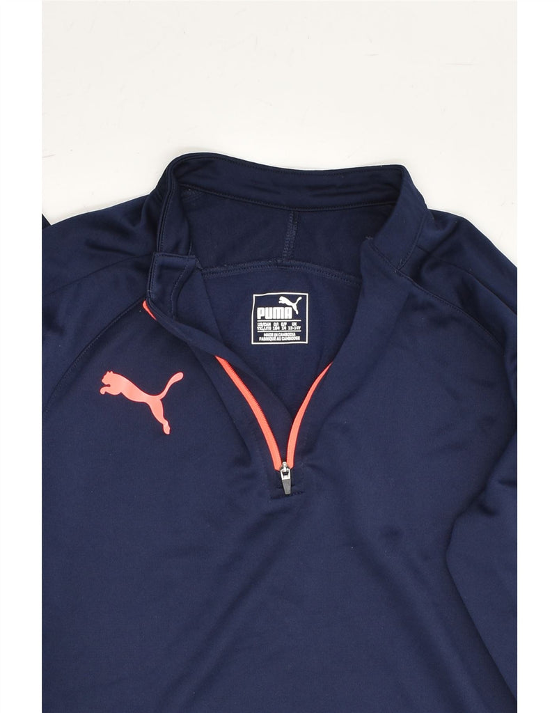 PUMA Boys Zip Neck Pullover Tracksuit Top 13-14 Years Navy Blue Polyester | Vintage Puma | Thrift | Second-Hand Puma | Used Clothing | Messina Hembry 