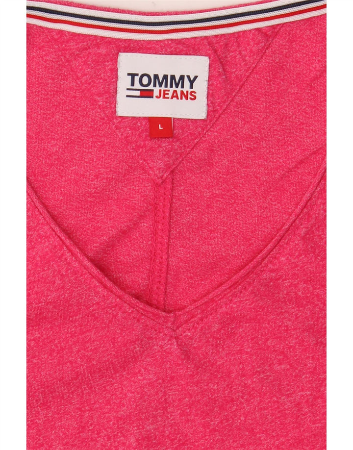 Tommy Hilfiger Mens T-Shirt Top Large Pink Flecked