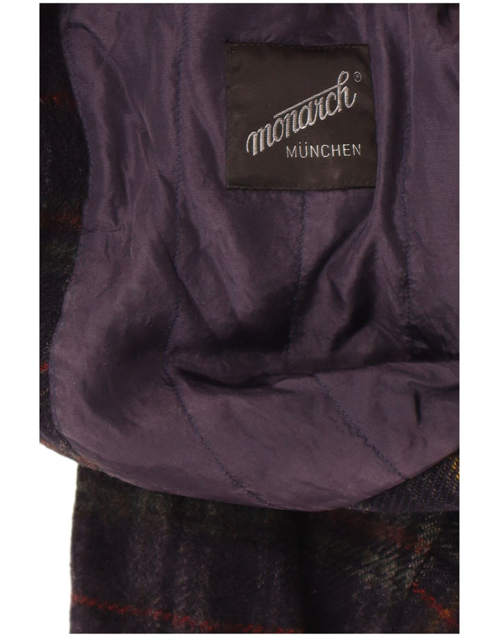 Vintage Mens Bomber Jacket UK 36 Small Navy Blue Check New Wool