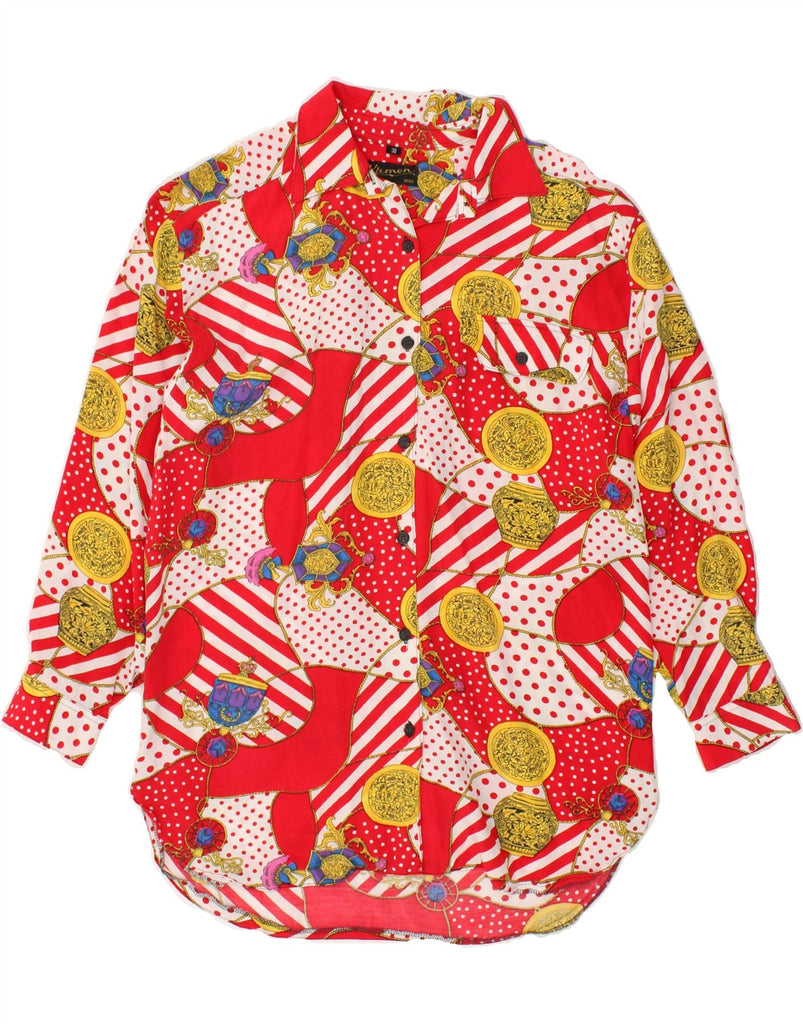 VINTAGE Womens Abstract Pattern Shirt EU 38 Medium Red | Vintage Vintage | Thrift | Second-Hand Vintage | Used Clothing | Messina Hembry 