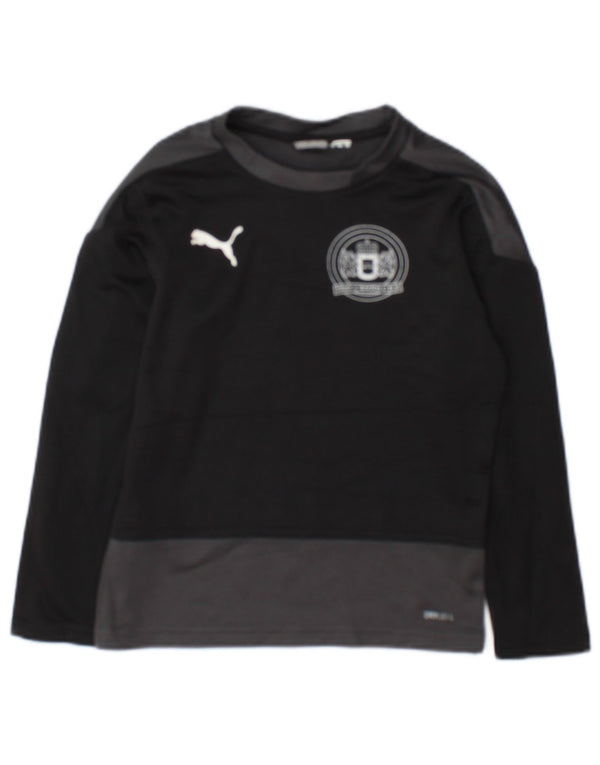 Puma Boys Graphic Top Long Sleeve 7-8 Years Black Colourblock