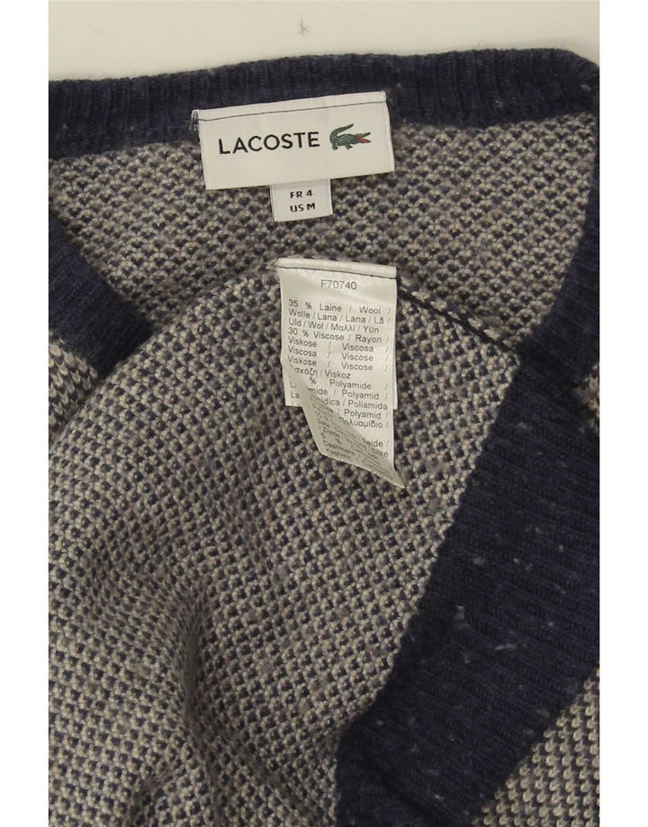 Lacoste Mens Crew Neck Jumper Sweater Size 4 Medium Navy Blue Flecked Wool
